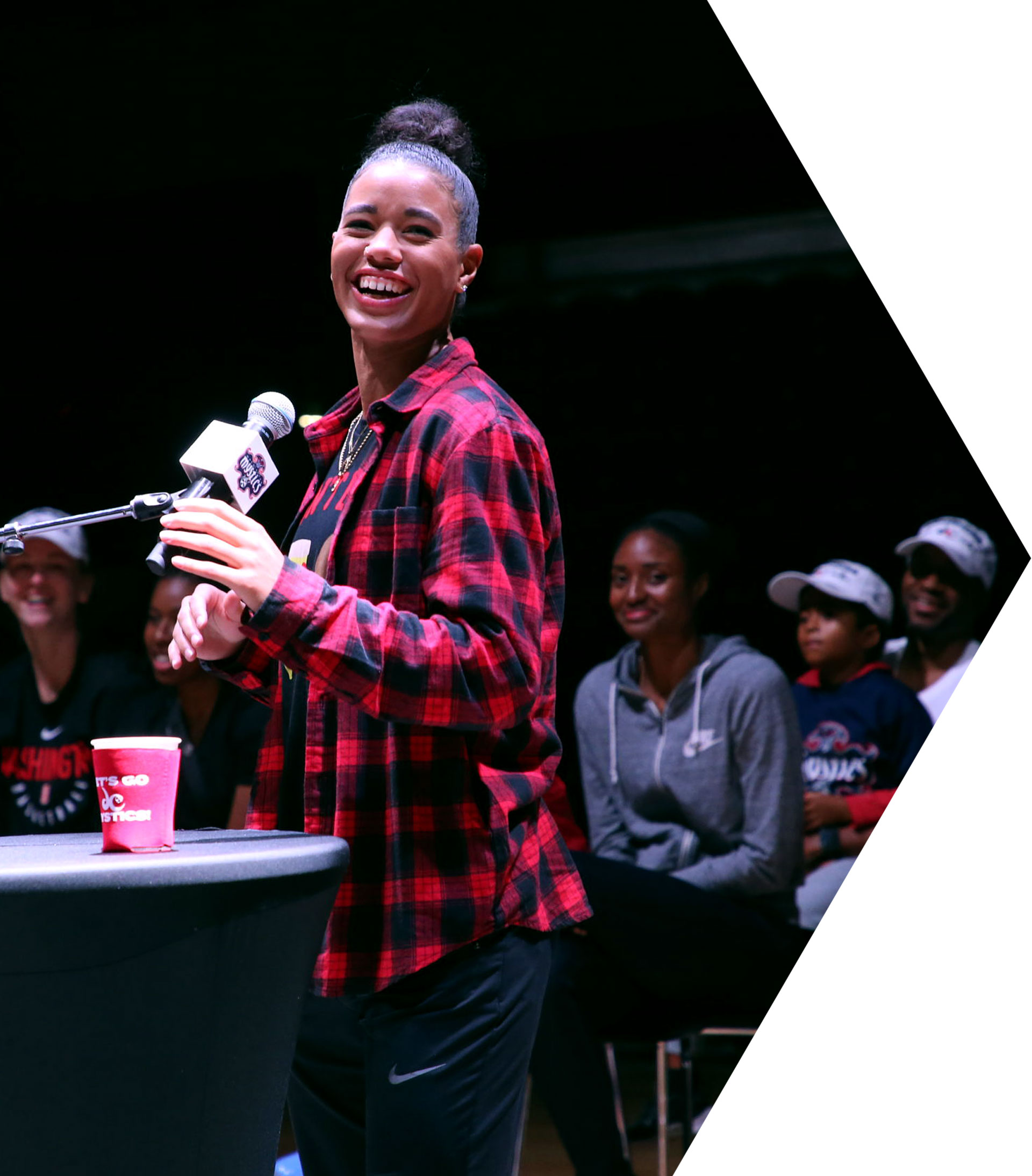 WNBA star Natasha Cloud speaking on leadership and empowering women in sports